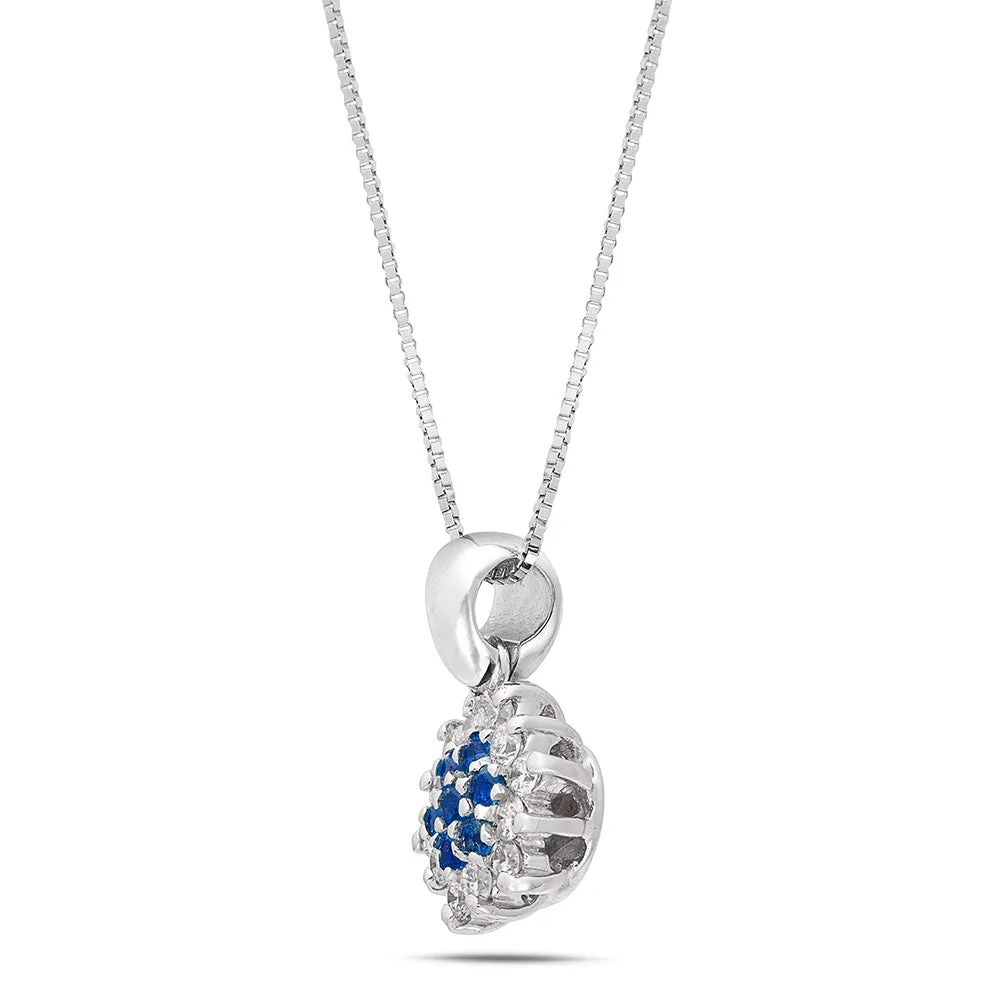Sinico Flowers fiore medio collana oro bianco zaffiri