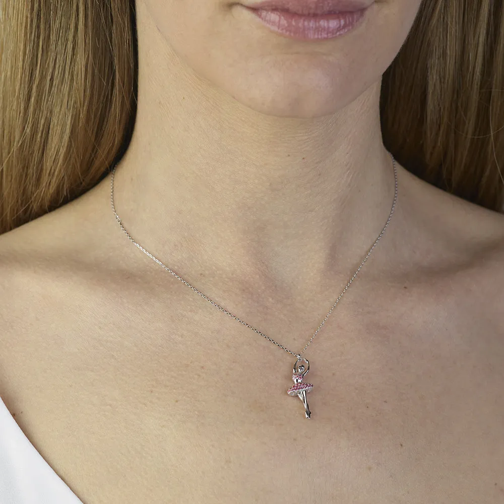 Sinico Dance ballerina grande collana oro bianco zirconia rosa