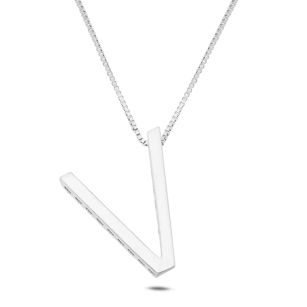 Sinico Letters V collana oro bianco diamanti 42 cm