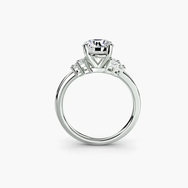 Sinico Baguette Accent Solitaire anello oro bianco 14Kt