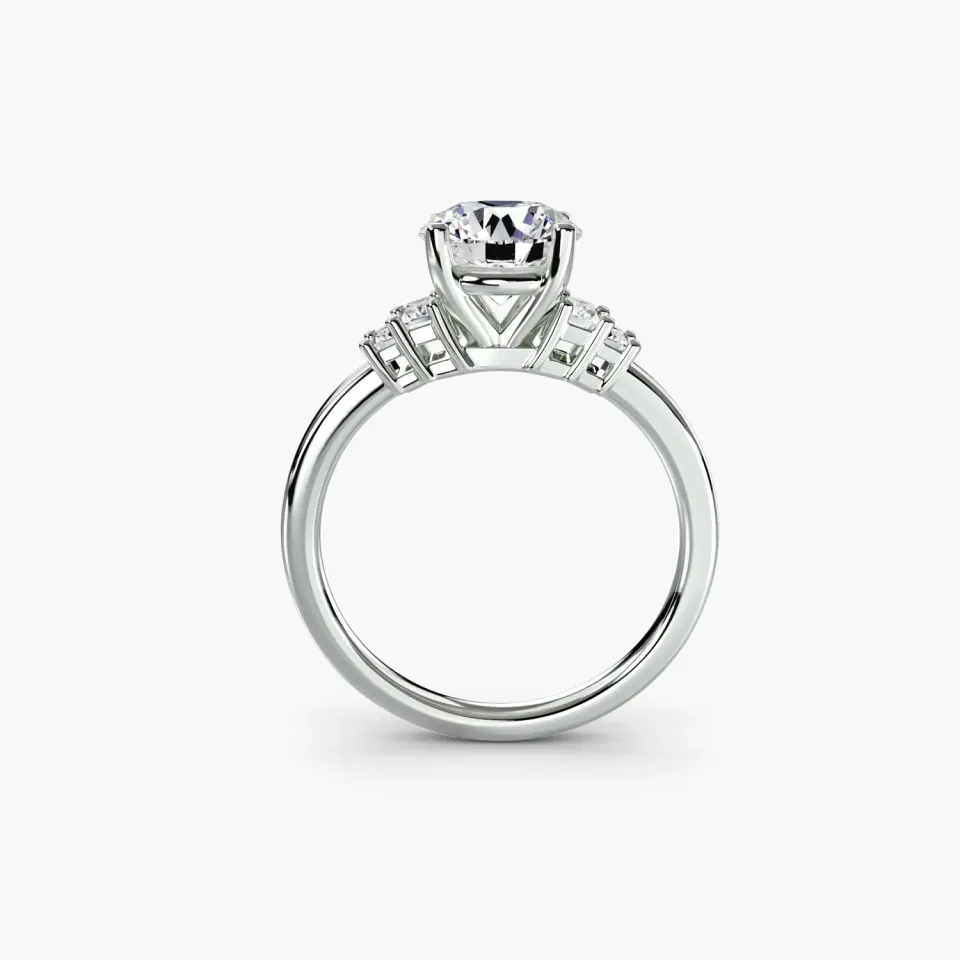 Sinico Baguette Accent Solitaire anello oro bianco 14Kt