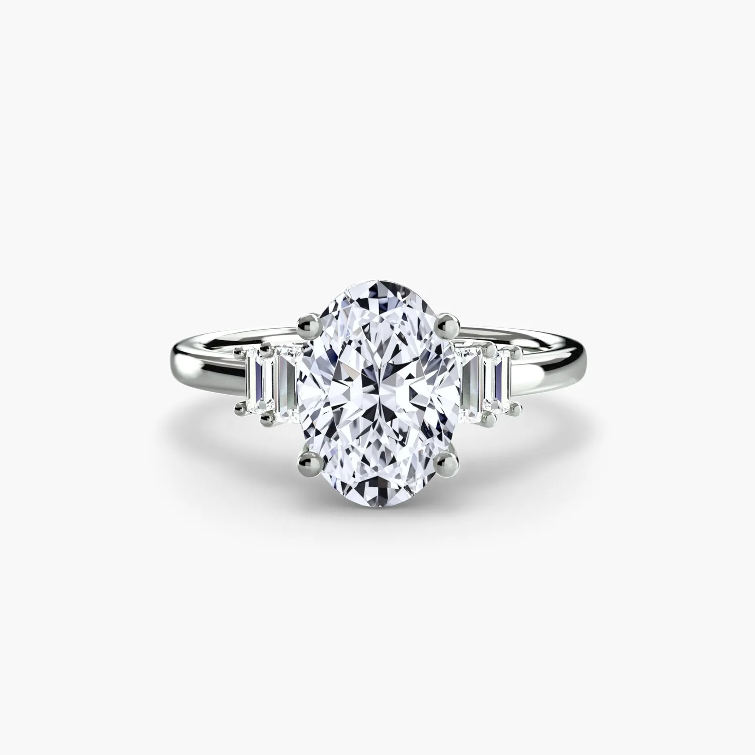 Sinico Baguette Accent Solitaire anello oro bianco 14Kt