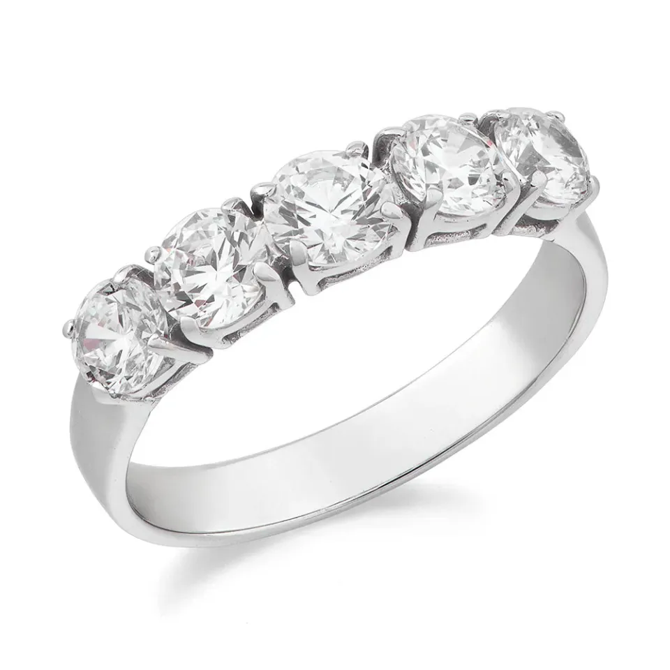 Sinico Riviere Classica 5 Pietre anello oro bianco 18kt