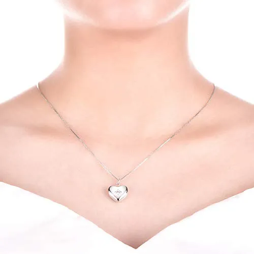 YL Mamma Cuore collana medaglione argento 925 apribile zirconi