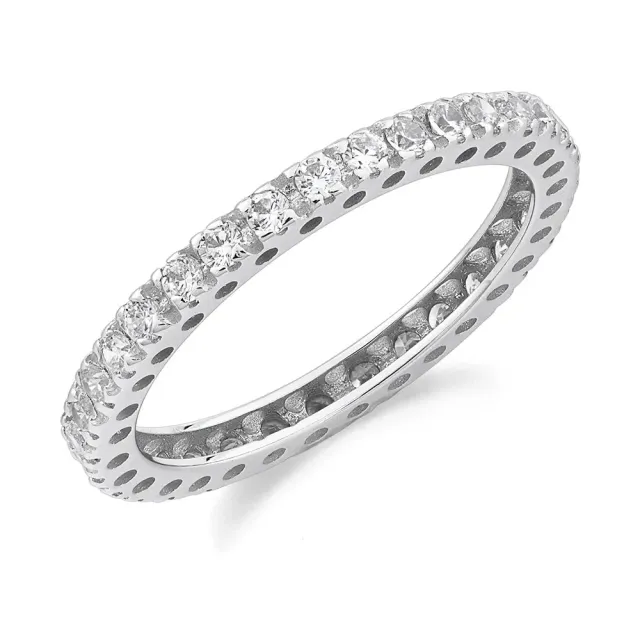 Sinico Eternity griffe anello oro bianco 18kt zirconia bianche
