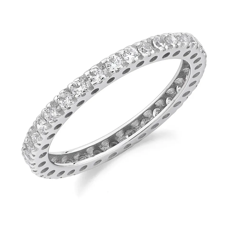 Sinico Eternity griffe anello oro bianco 18kt zirconia bianche