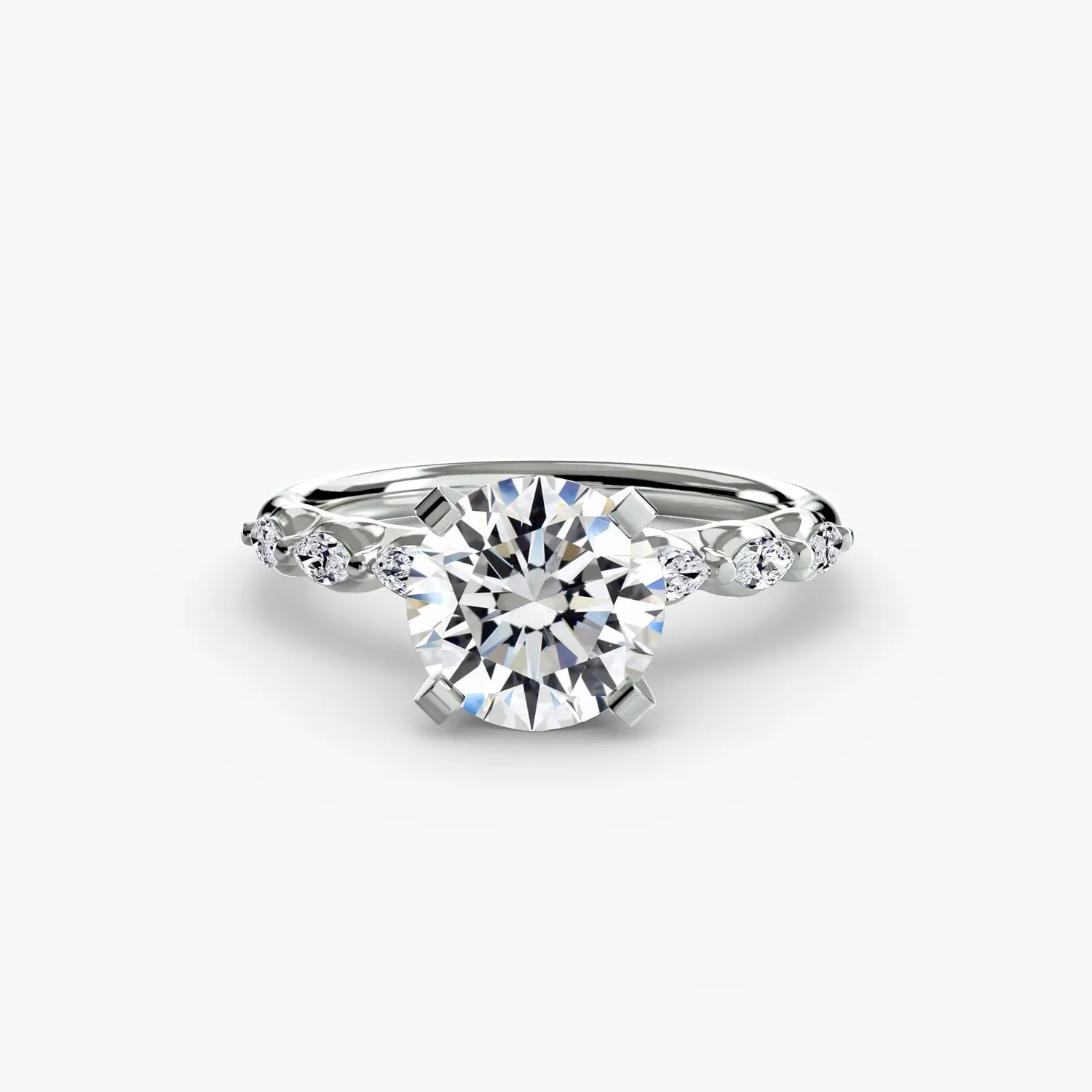 Sinico Floral Accent Solitaire anello oro bianco 18Kt