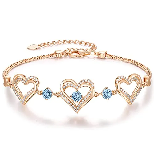 CDE Cuore Bracciale Argento 925 Oro Bianco con Zirconi