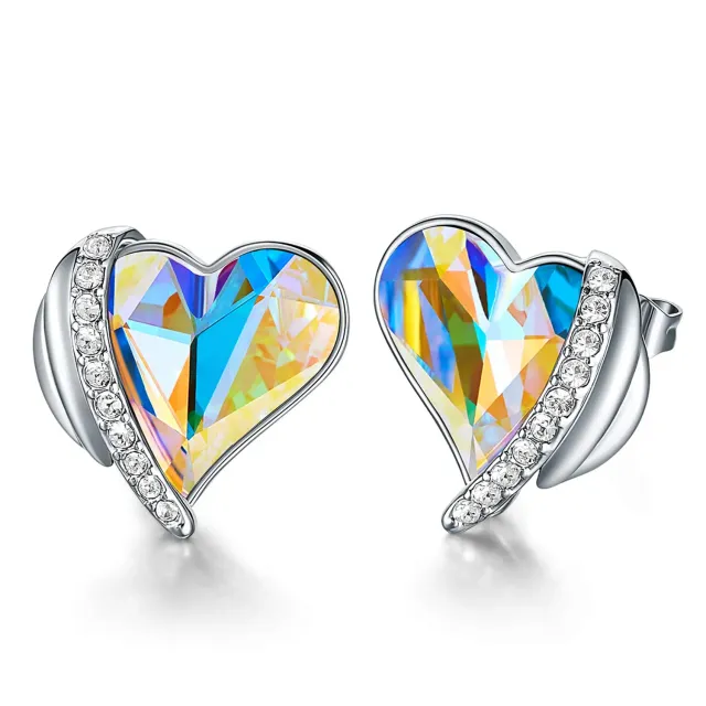 CDE Cuore orecchini lobo oro rosa con cristalli