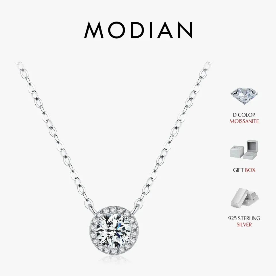 MODIAN 0,8 ct collana pendente moissanite argento 925