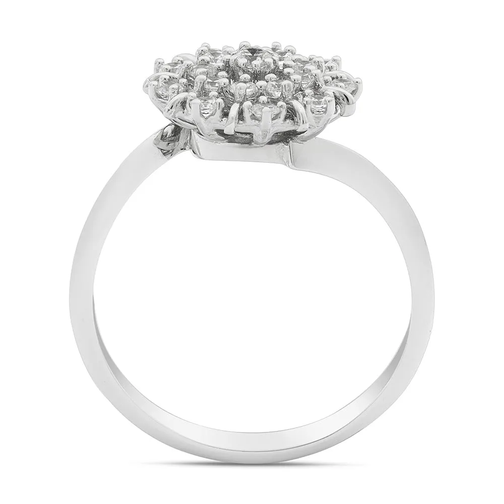 Sinico Classic anello fiocco neve oro bianco 18Kt zirconi
