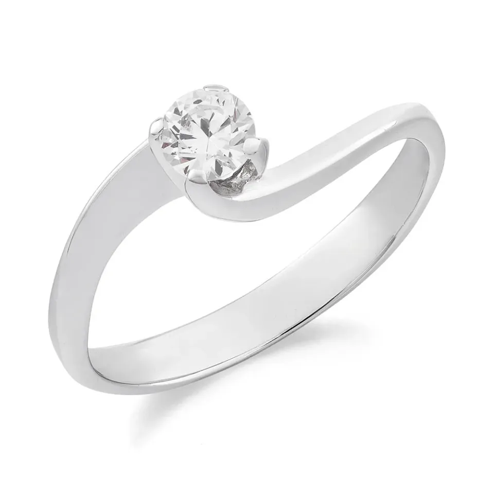 Sinico Valentine anello solitario oro bianco zirconia