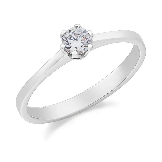 Sinico Solitario 6 punte anello oro bianco zirconia