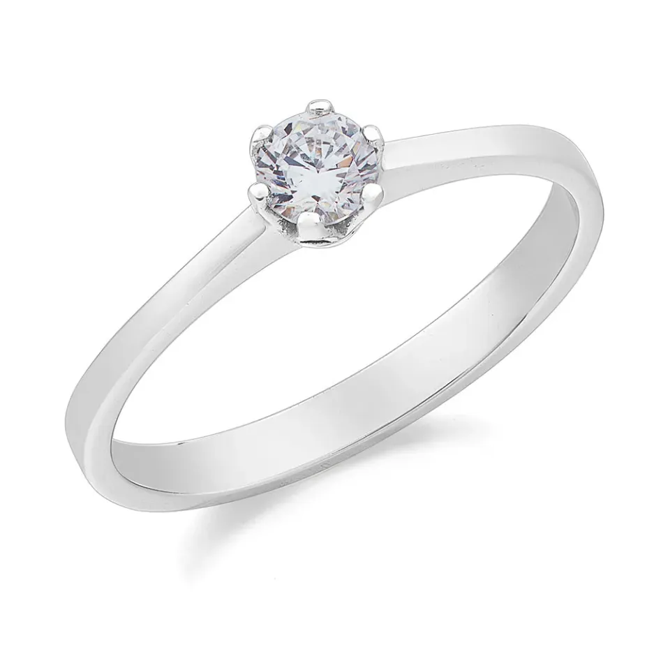 Sinico Solitario 6 punte anello oro bianco zirconia