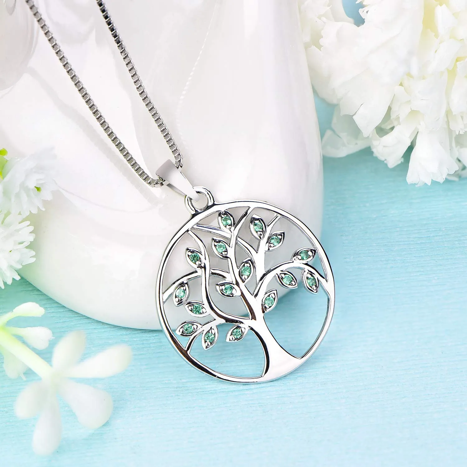 YL Albero della Vita collana argento 925 verde