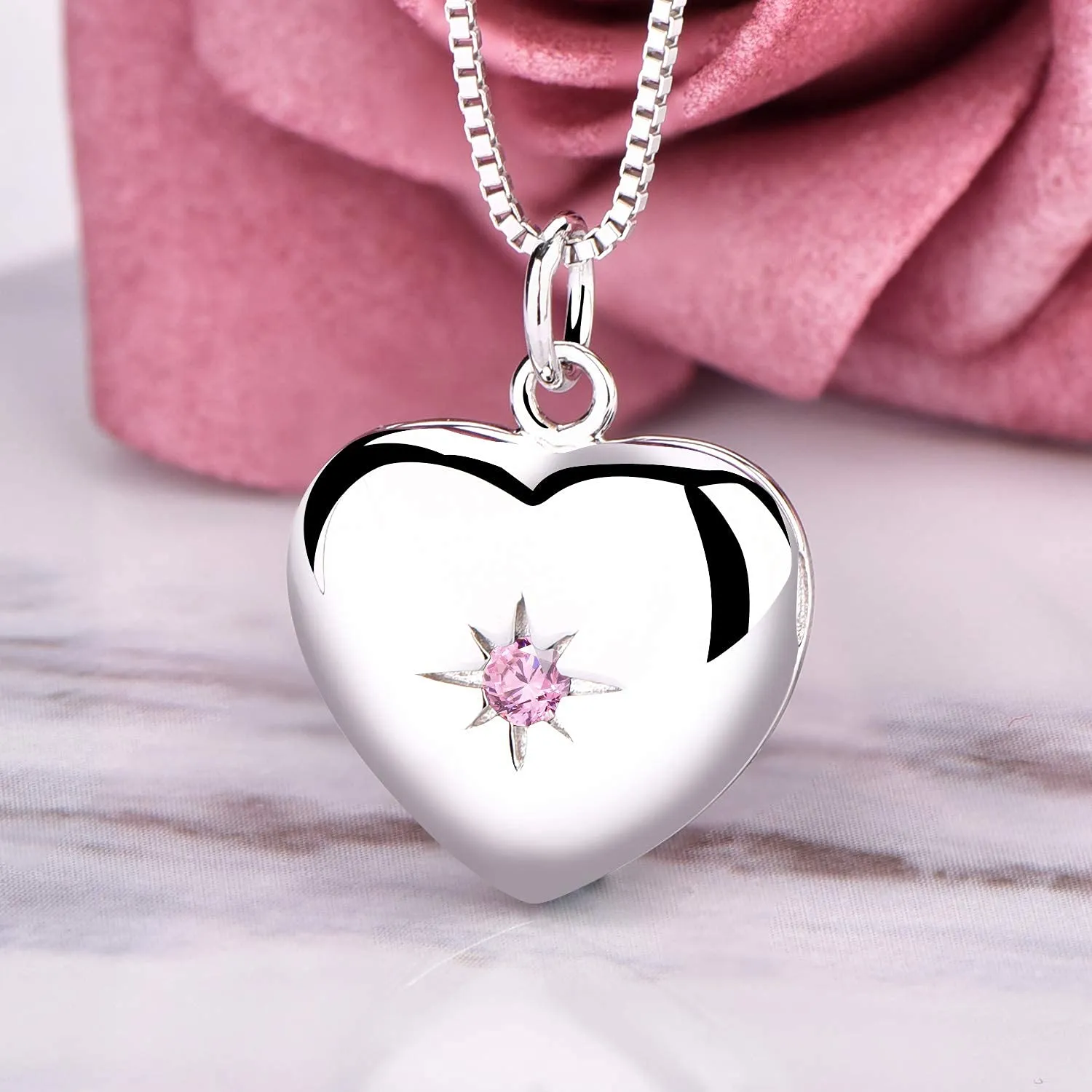 YL Mamma Cuore collana medaglione argento 925 apribile zirconi