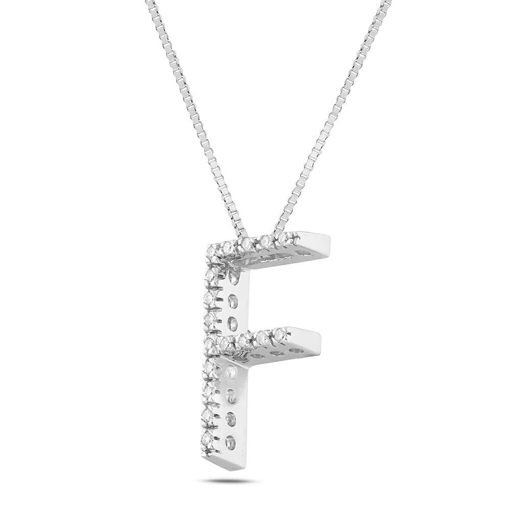 Sinico Letters collana lettera F oro bianco diamanti 40cm