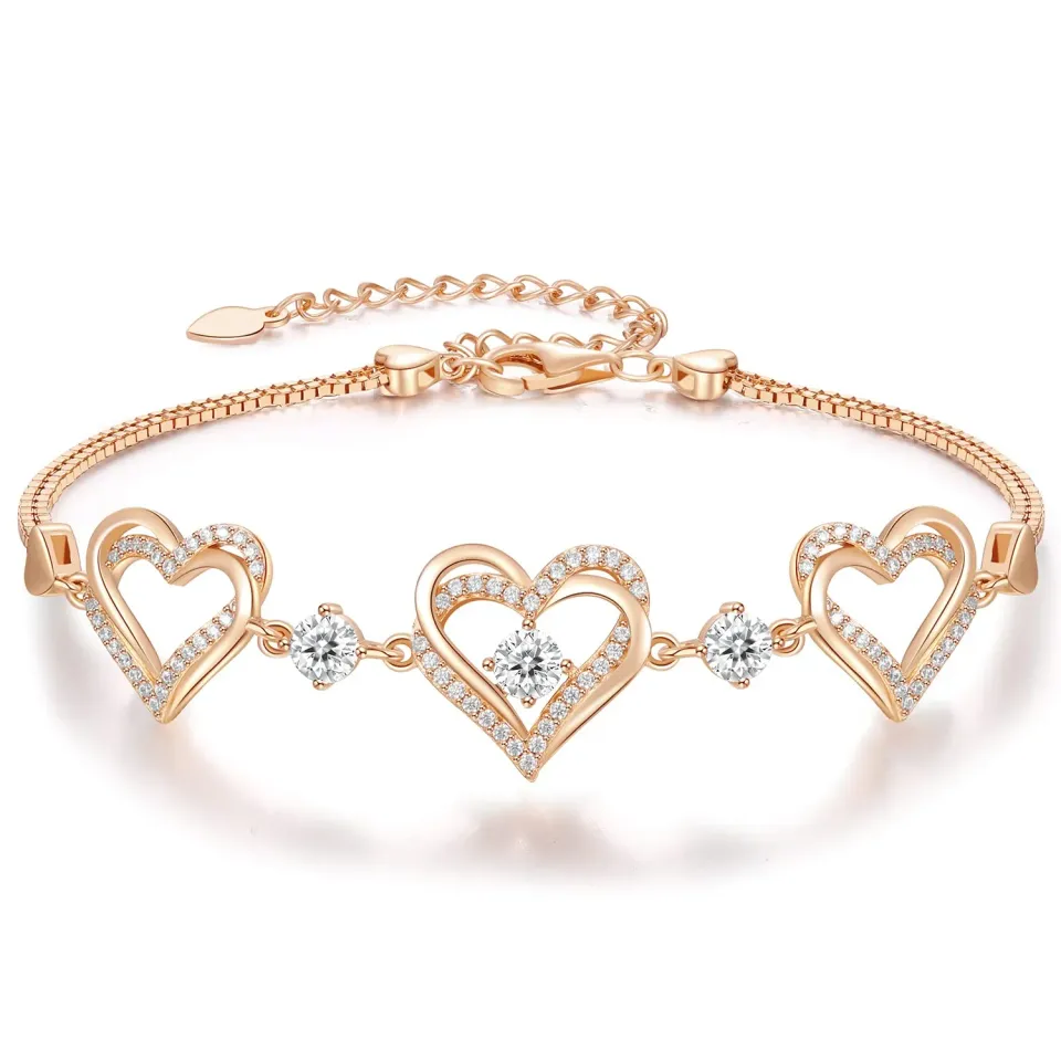 CDE Cuore Bracciale Argento 925 Pietra Zirconia Bianca