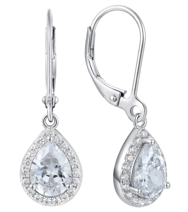 YL orecchini pera argento 925 pietra aprile zirconia