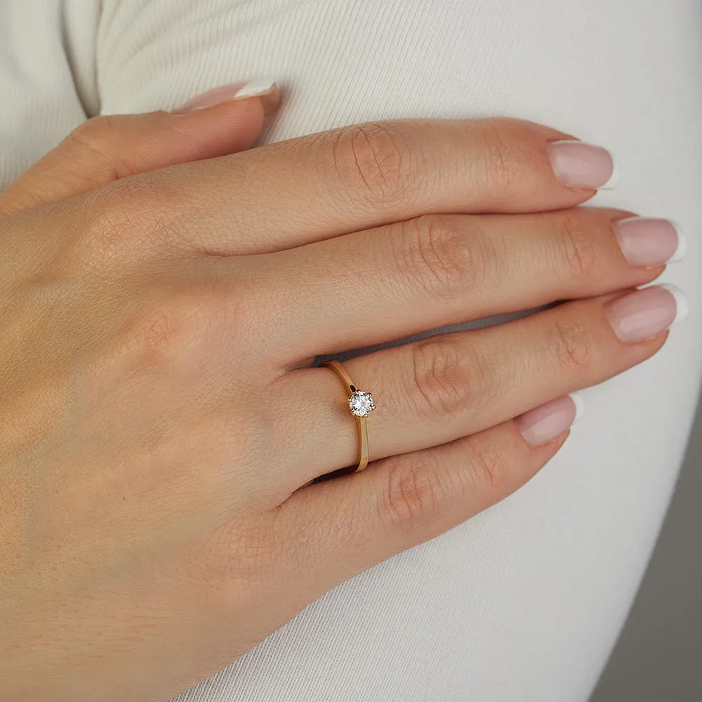 Sinico Solitario Classico 6 Punte Anello oro giallo zirconia