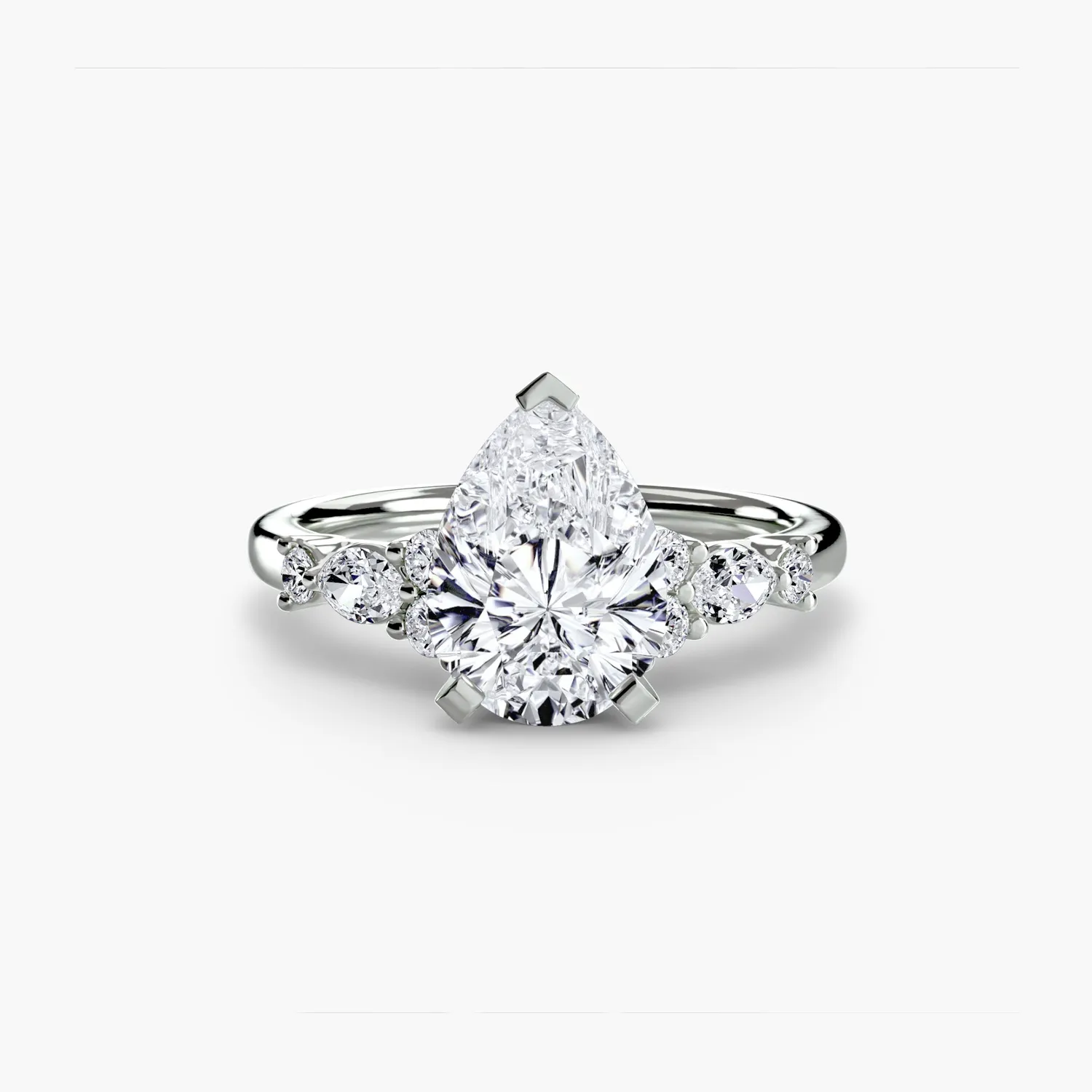 Sinico Floral Accent Solitaire anello oro bianco 18Kt