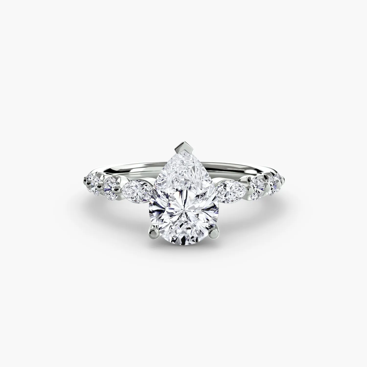 SINICO Tiered Accent Ring anello solitario oro bianco