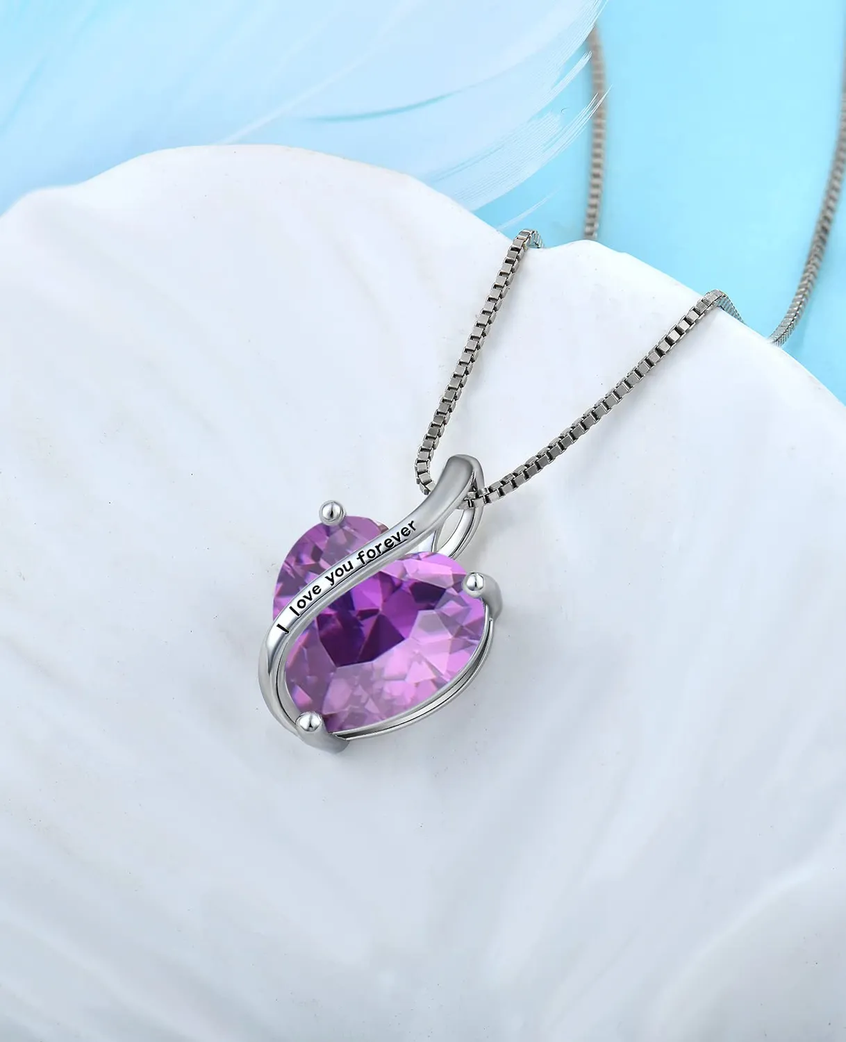 YL Cuore Mamma Collana Argento 925 Ametista Febbraio