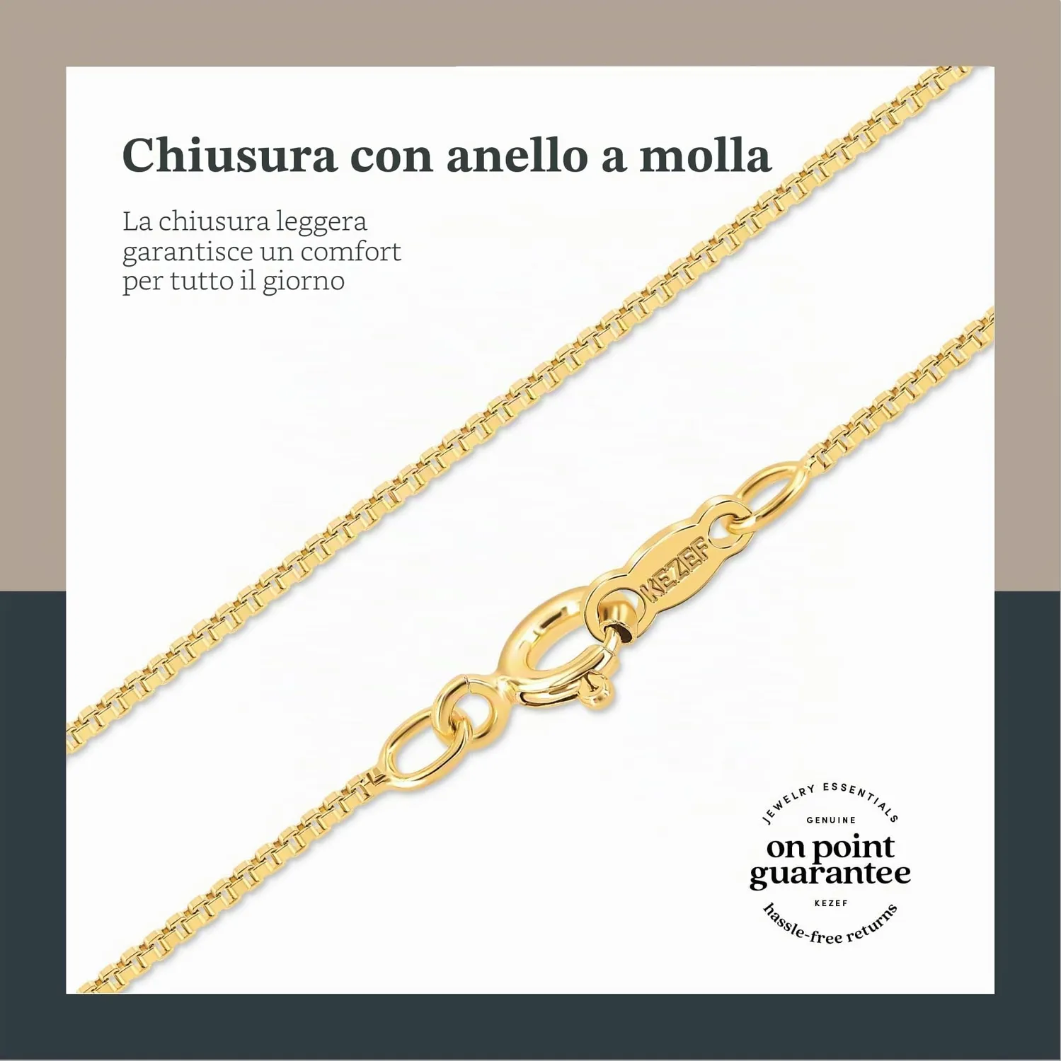 KEZEF Collana Argento 925 Catena 45 cm 1 mm