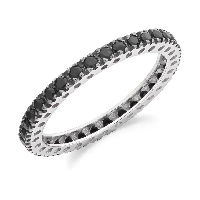 Sinico Eternity Griffe anello oro bianco zirconia neri