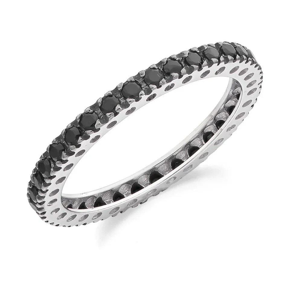 Sinico Eternity Griffe anello oro bianco zirconia neri