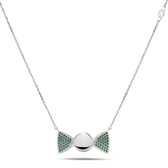 SINICO Chicca Cocoa Easy Green collana argento zirconia verdi