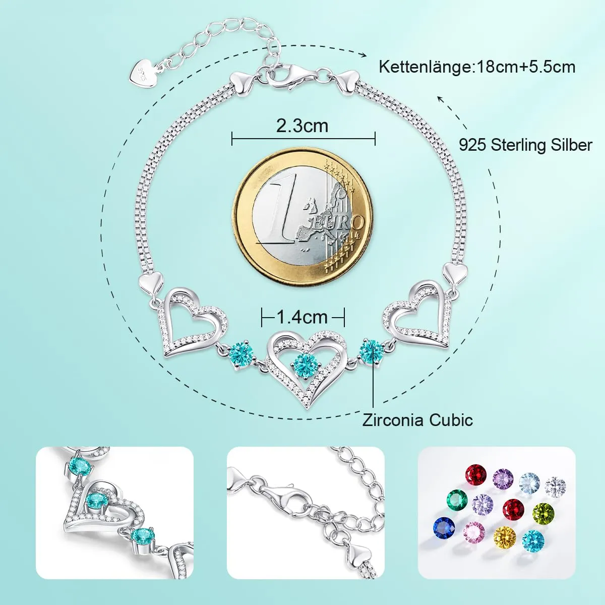 CDE Classico Bracciale Donna Argento 925 Cuore Zirconi
