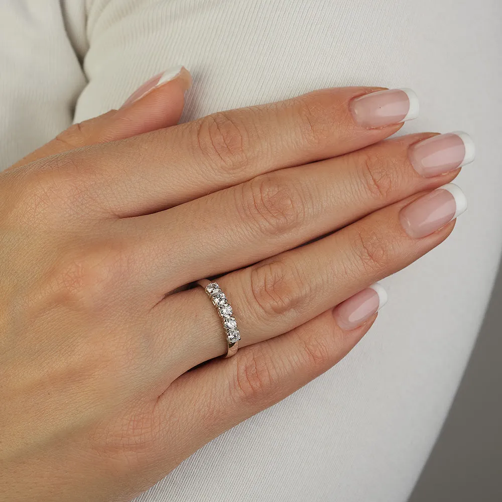 Sinico Rivière Classica 5 pietre anello oro bianco