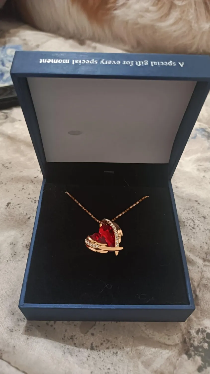 CDE collana cuore angelo oro rosa cristalli birthstone