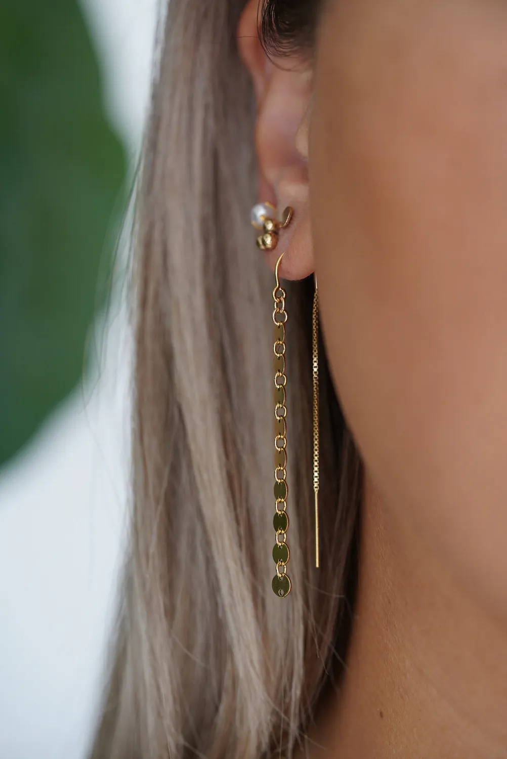 WordsByHeartCo Sequin Chain Orecchini threader argento