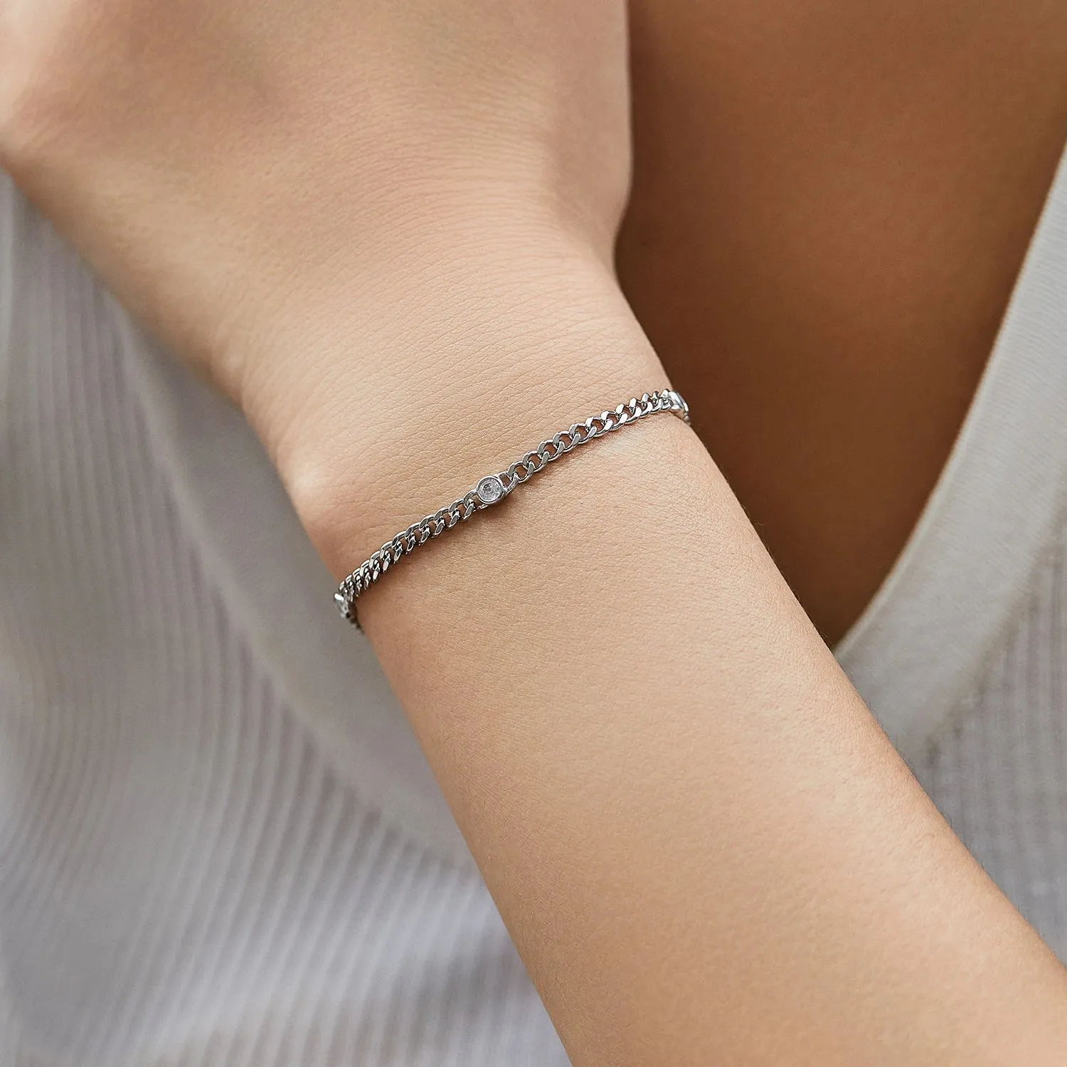 MODIAN Twisted bracciale argento 925 moissanite 3 pietre