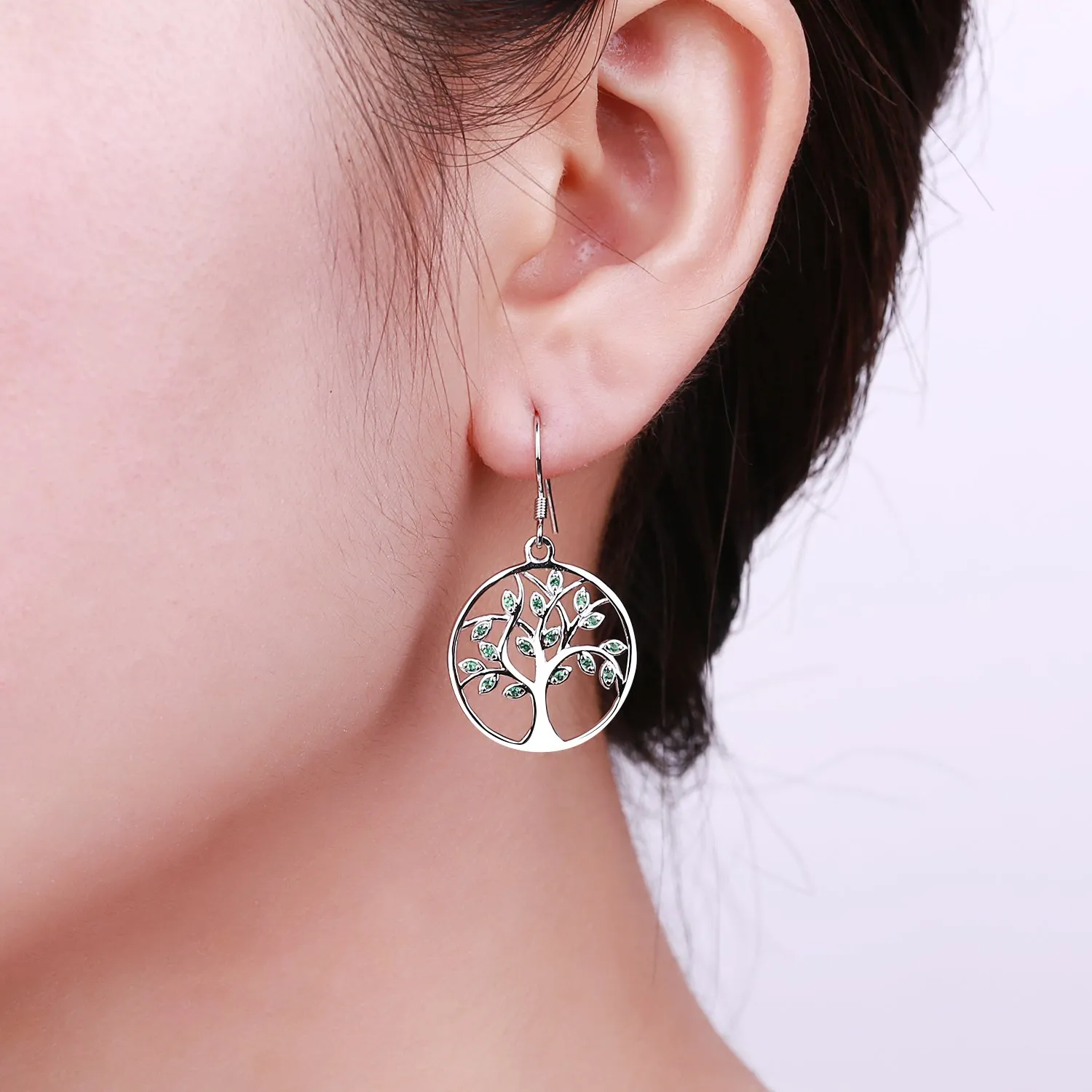 YL Albero Vita orecchini argento 925 smeraldo simulato