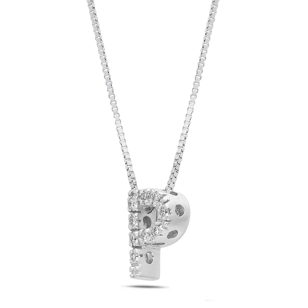 SINICO Letters P collana oro bianco 18Kt diamanti 42cm