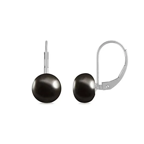 Kezef orecchini monachella argento perla nera 8 mm
