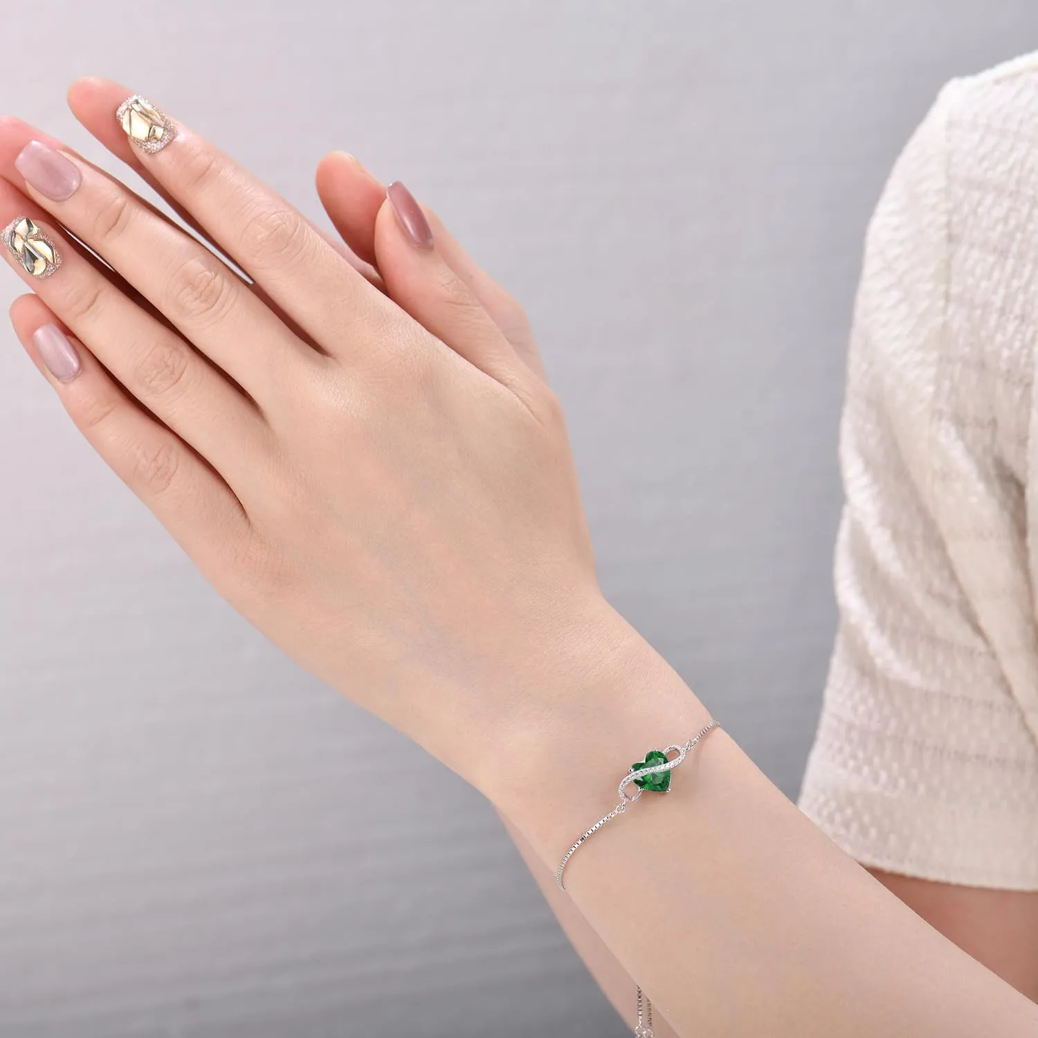 YL Bracciale Cuore Infinito Argento 925 Pietra Bianca