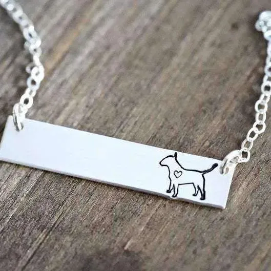 WordsByHeartCo Bull Terrier Mom collana barretta argento 925 45 cm