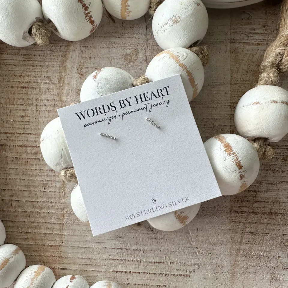 WordsByHeartCo CZ Bar orecchini barra zirconia argento 925 10mm
