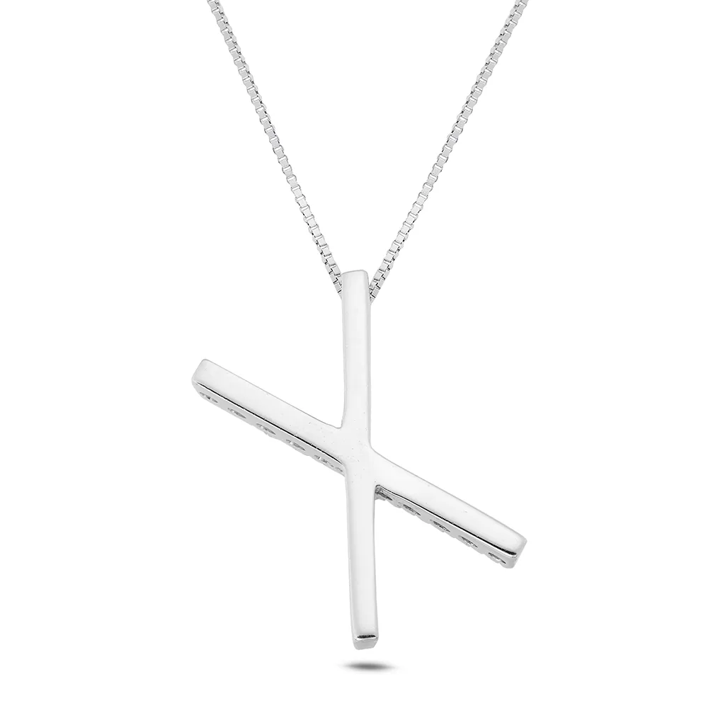 Sinico Letters collana oro bianco lettera X diamanti