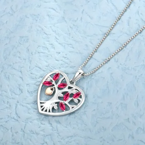 YL Albero Vita Lucchetto collana argento 925 rubino luglio