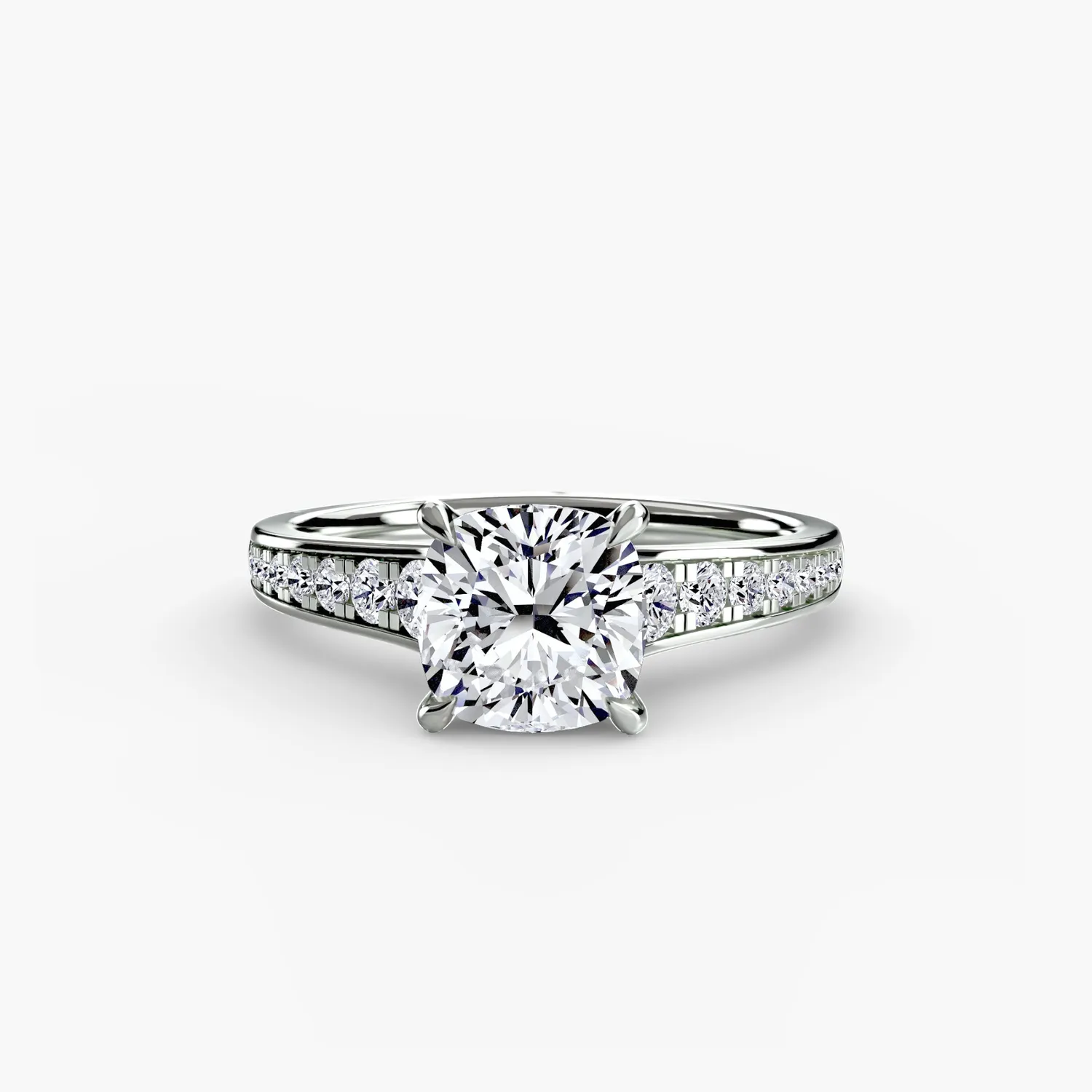 Sinico Solitaire Pave 7 anello oro bianco 14Kt pavé
