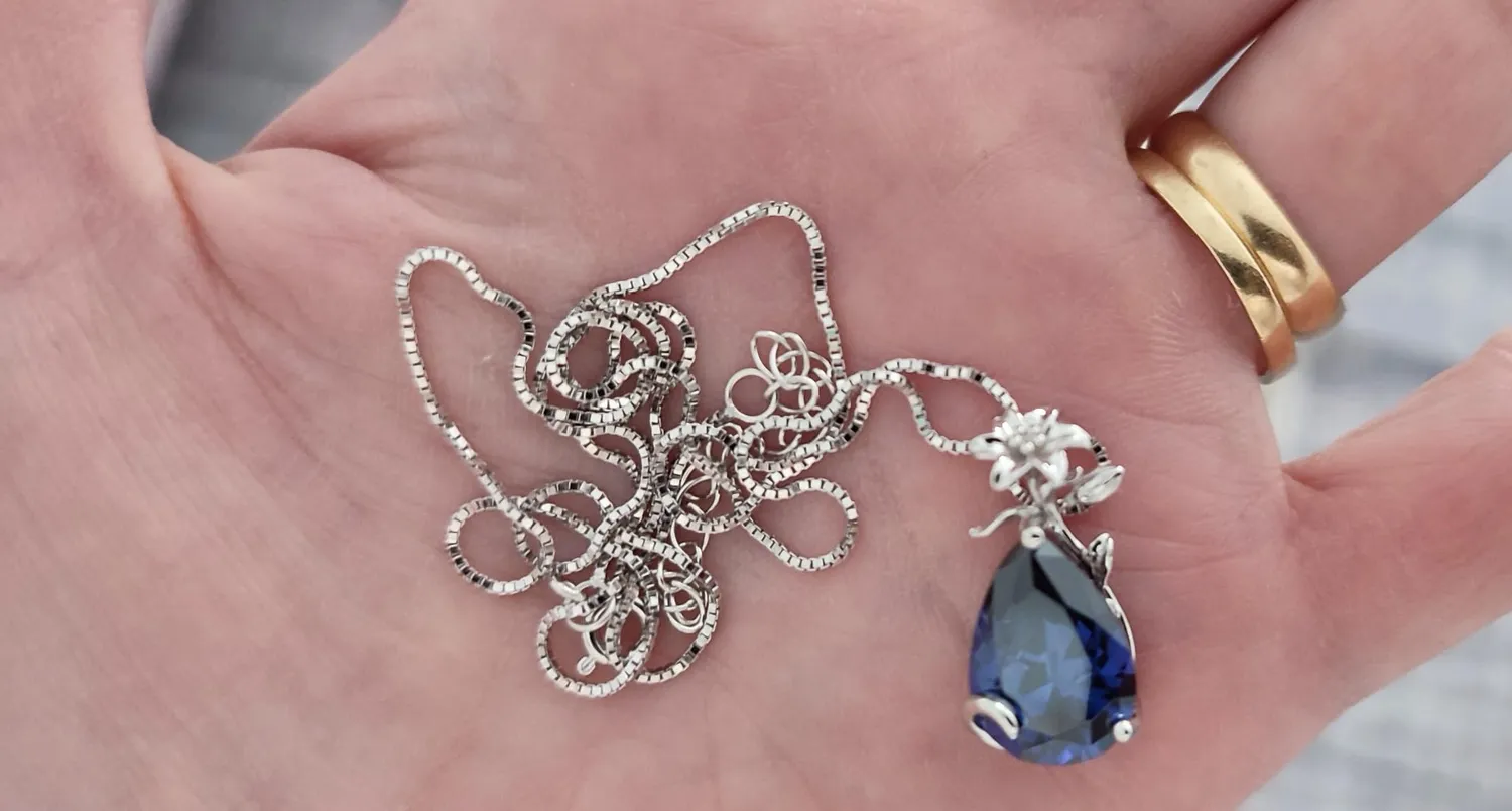 YL Giglio collana argento 925 pietra pera