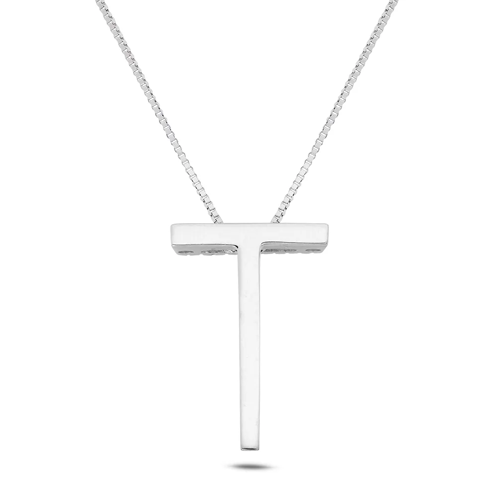 Sinico Letters Lettera Grande T Collana oro bianco 42 cm