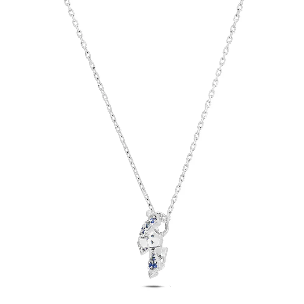 Sinico Good Luck Collana Farfalla Oro Bianco Zaffiri Blu 42 cm