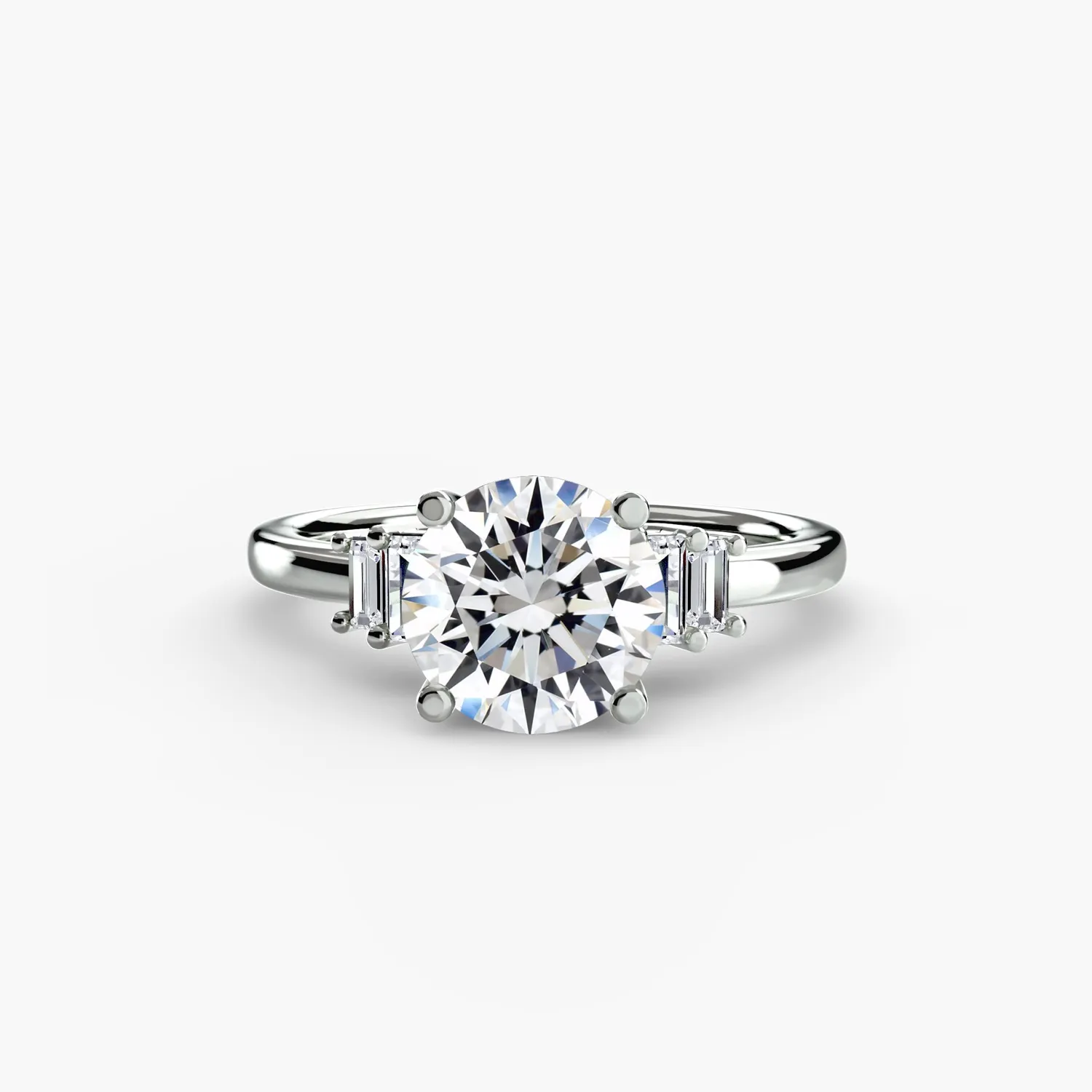 Sinico Baguette Accent Solitaire anello oro bianco 14Kt