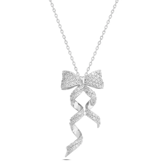 Sinico Dance Fiocco Collana Oro Bianco Zirconia 42 cm